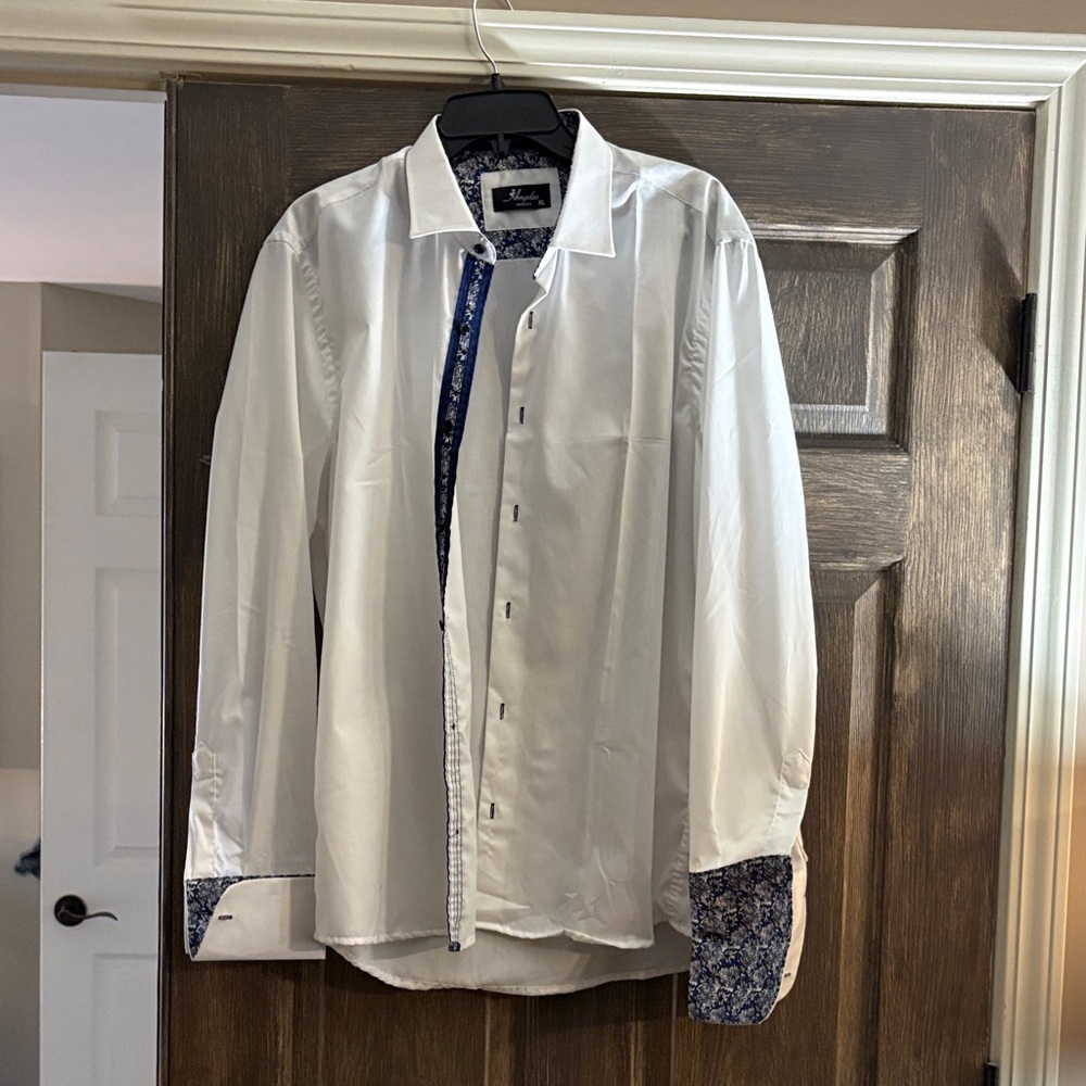 Stylish White Shirt with Blue Accents